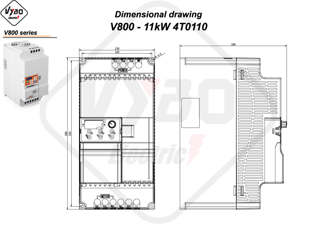 Disegni dimensionali V800 4T0110